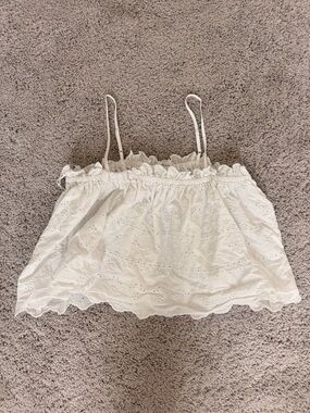 Topshop White Eyelet Ruffle Camisole
